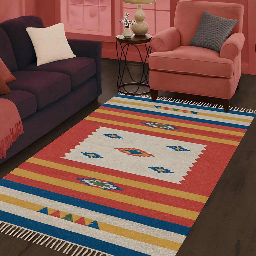 Best boho rugs in india 2026 -Rustic Tribal Kilim Rug