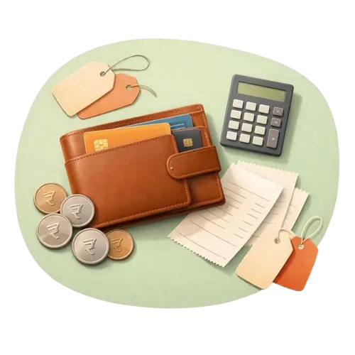 Prices, budget and bargaining tips illustration